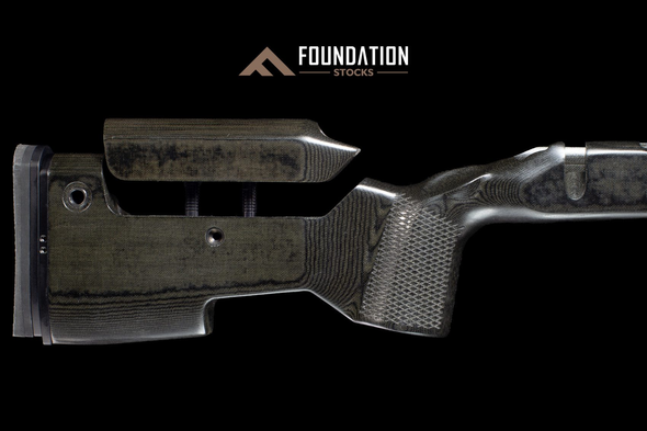 Foundation Stocks - Samson Genesis 2 grip RH, Impact 737R Inlet, DBM, Hawkins M5 Bottom Inlet, Brass Inserts, Dark Distress, Full Length Acra Rail