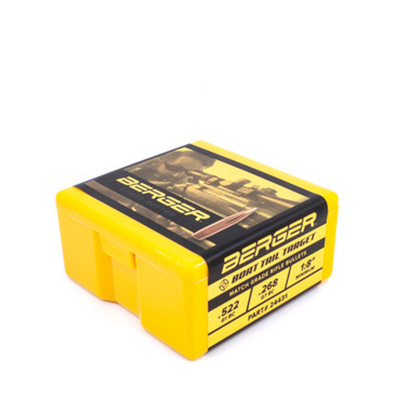 Berger 6mm 108gr Boat Tail Target — product box angled view (box) Berger 6mm 108gr Boat Tail Target — product box angled view (box)