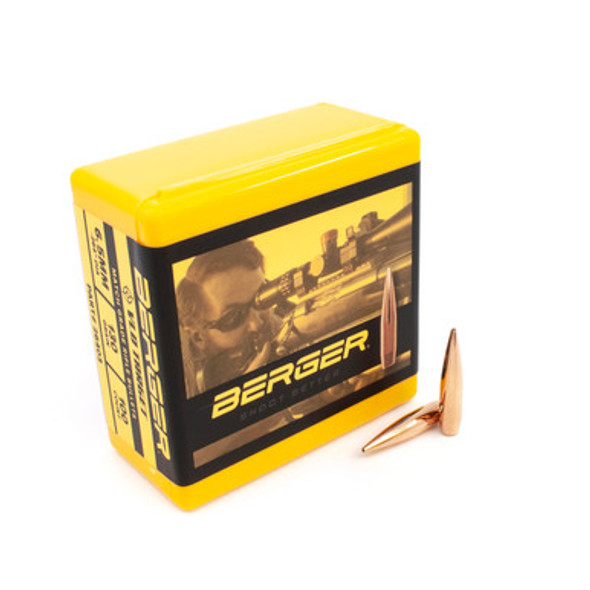 Berger 6.5mm 130gr VLD Target box front with bullets Berger 6.5mm 130gr VLD Target box front with bullets