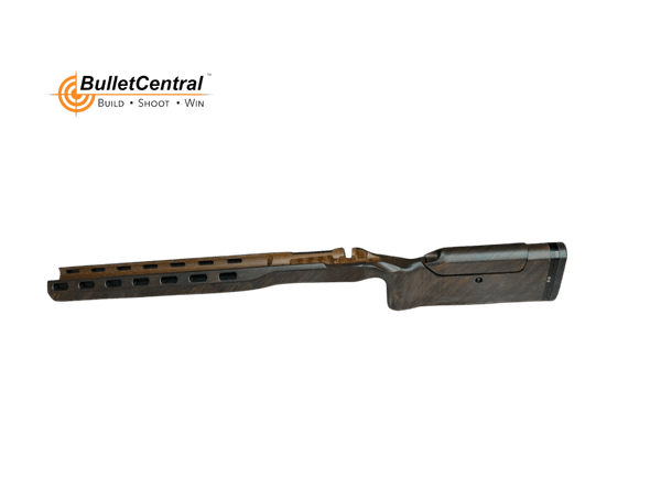 Foundation Stock - Bench rest stock, model BR XTS, 1.35 Round Short Action Remington Footprint, Centurion Grip, Right Hand, Hawkins M5 Bottom Metal, Dark Distressed finish