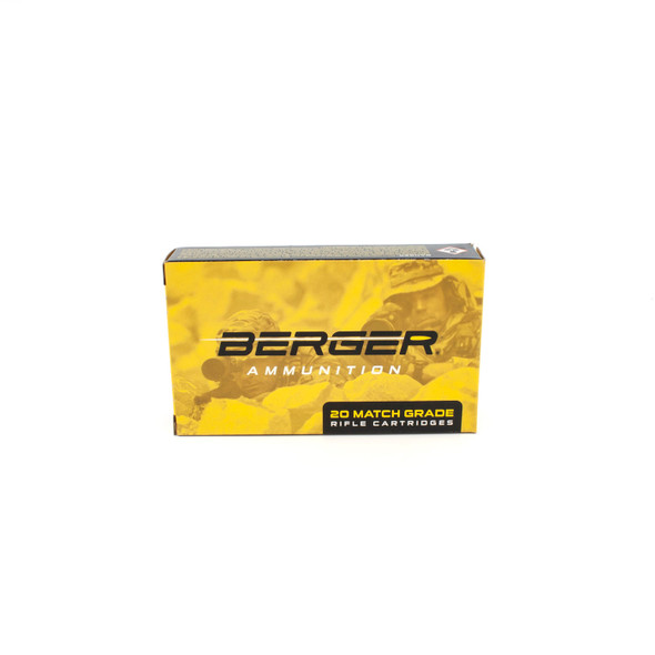 Box of Berger Ammunition for 308 Winchester, 168gr Classic Hunter, model number 60040, with a quantity of 20 rounds, on a white background.
