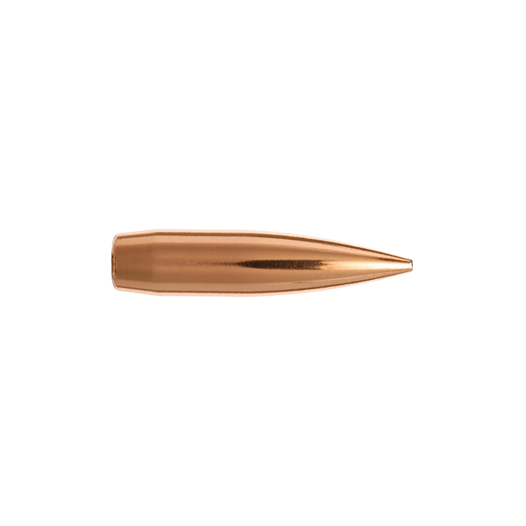 Single Berger .30 Caliber, 185gr Juggernaut Target bullet, model 30718, against a transparent background.