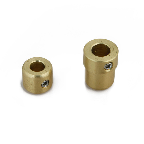 Two Benchrite Rod Case Adapters displayed on a white background. These brass adapters are designed to convert 7mm cleaning rods to fit .30 caliber cases, featuring a cylindrical shape with a securing set screw on the side for a secure fit.