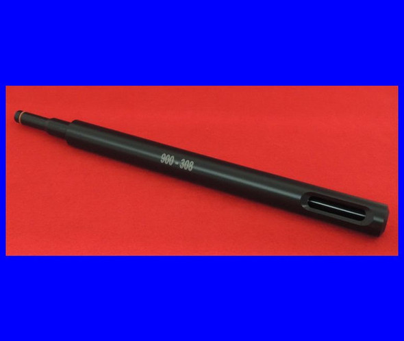 Black PMA bore guide designed specifically for BAT Neuvo or 3-lug actions, suitable for 6mm PPC cartridges. This cylindrical tool helps align cleaning rods precisely with the bore to prevent damage to the rifle's barrel. It features a streamlined design with minimal detailing, ensuring ease of use and efficiency in maintaining firearm accuracy and performance.