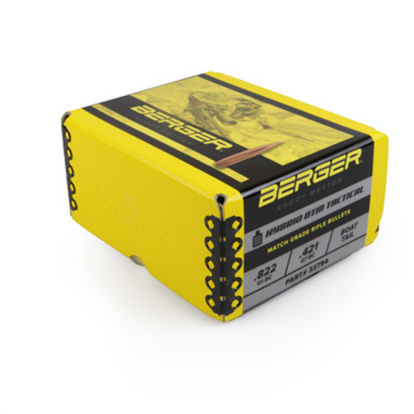 Berger .338 cal 300gr Hybrid OTM Tactical — box left-angle view (box) Berger .338 cal 300gr Hybrid OTM Tactical — box left-angle view (box)