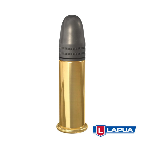 The image shows a single round of Lapua Center-X .22 Long Rifle ammunition, marked with the product code 420163, which typically comes in a box of 50. This ammunition is well-regarded for its precision and consistency, commonly used in competitive shooting sports. The cartridge features a classic .22 LR profile with a brass case and a lead round nose bullet, which is preferred for its reliable performance and accuracy.