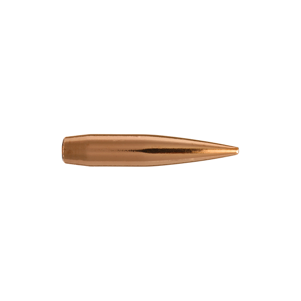 Detailed image of a Berger Hybrid Target bullet, 6.5mm, 140gr, part of the product series 26714, intended to be sold in packs of 500. The bullet, displayed against a transparent background, features a sleek, copper-colored design with a finely pointed tip, optimized for high precision and consistent performance in competitive target shooting.