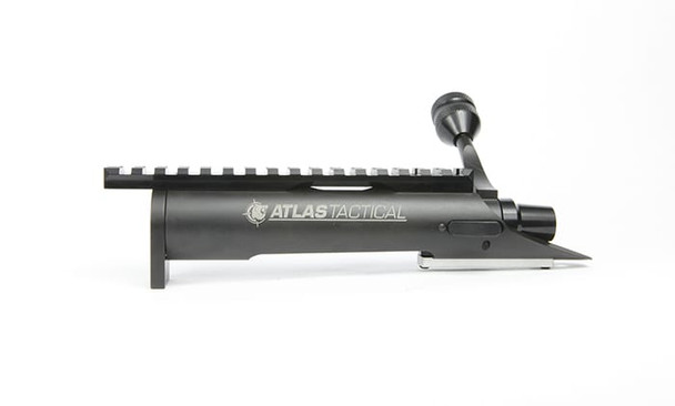 Kelbly, Atlas Tactical, Stainless Steel, Nitride, Short action, Round 1.35 in, Right Bolt, Spiral Fluting, 308, Tactical knob knurled, Magazine Load, Right Eject STD, Picatinny Bolt On 20 MOA, Pinned Lug