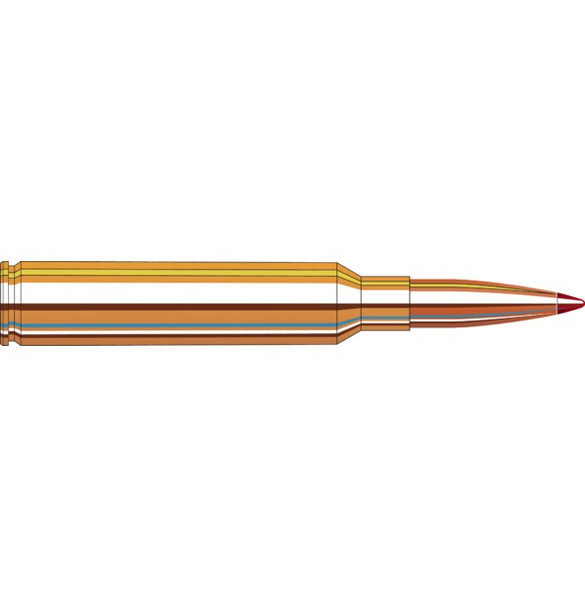 Hornady Ammunition 300 PRC 225 Grain ELD Match, model number 82162, packaged in quantities of 20. The image showcases a detailed cross-sectional view of the cartridge, highlighting its brass casing, precision-engineered internal components, and the red-tipped ELD (Extremely Low Drag) bullet designed for maximum accuracy at long ranges. The diagram emphasizes the bullet’s advanced aerodynamic features in vibrant orange and yellow hues, illustrating its superior performance capabilities for precision shooting.