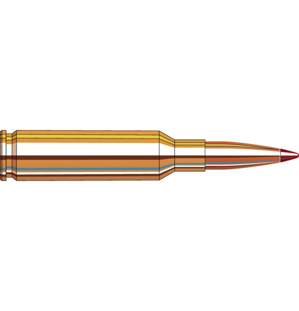 The image depicts a graphical representation of a 6.5 Creedmoor cartridge with a 147 grain ELD Match bullet from Hornady. This precision-engineered bullet is designed for extreme long-distance shooting, featuring a Heat Shield tip that resists aerodynamic heating and maintains its shape for enhanced trajectory consistency. The detailed design includes a secant ogive profile, a tapered jacket, and an optimal boattail design for superior aerodynamic efficiency.