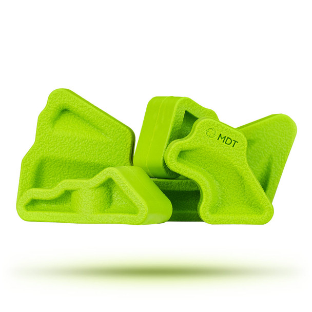 MDT Dampeners for the SRS-X Elite Buttstock, featured here in a vibrant green color (107249-GRN). These high-quality, impact-resistant dampeners are designed to effortlessly snap onto your SRS-X Elite Buttstock, providing additional recoil absorption and increased shooter comfort during long sessions at the range. The bright green color not only adds a personalized touch to your setup but also ensures that these practical accessories are easy to locate among your gear. Perfect for the discerning shooter who values precision and ergonomic support, MDT's buttstock dampeners are an essential upgrade for any serious marksman.