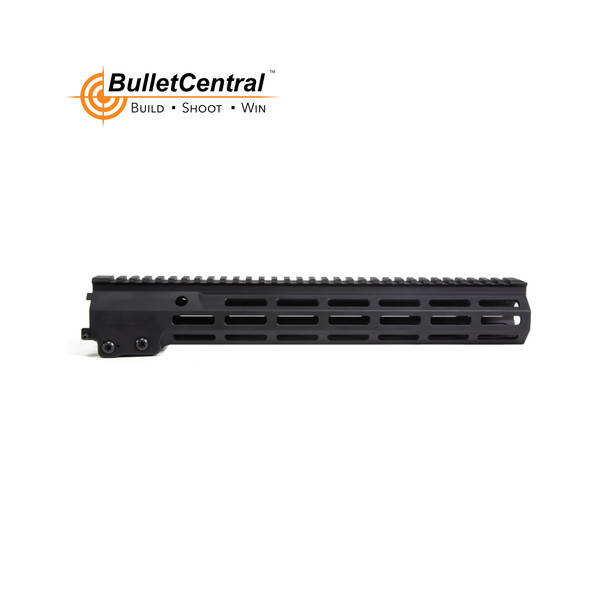 Geissele Automatics 13.5" Super Modular Rail MK16 with M-LOK compatibility, in black. This type of rail system is designed to attach to a rifle's receiver and provides a stable mounting platform for various accessories such as sights, grips, lights, and other tactical attachments. The M-LOK system is a modern and versatile standard for accessory attachment, which allows for direct attachment and a more streamlined profile compared to older systems like Picatinny rails.