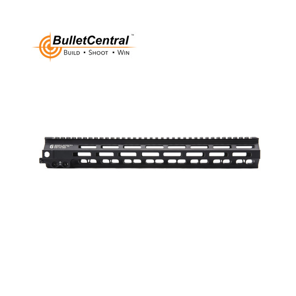 Geissele Automatics 15" Super Modular Rail MK8 in black, equipped with M-LOK slots for mounting accessories. This type of rail is known for its modularity and robust design, which allows users to attach a variety of accessories such as lights, lasers, grips, and other tactical equipment directly to the handguard. The black finish is a classic and versatile choice, preferred by many for its sleek appearance and ability to blend with other firearm components.