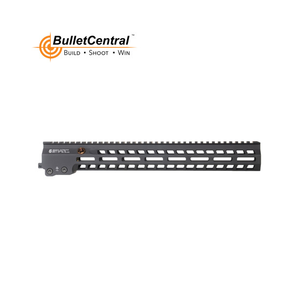 Geissele Automatics 15" Super Modular Rail MK14 with M-LOK in black. This is a longer version of the modular rail systems by Geissele, providing more space for mounting accessories due to its extended length. It maintains the features of the MK8, like the M-LOK slots for accessory attachment, but offers a longer top Picatinny rail for additional scope, sight, or other tactical accessory placement. The black finish is sleek and versatile for various firearm configurations.