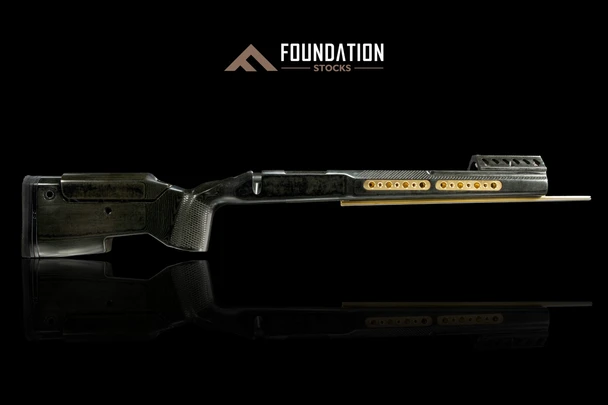 Foundation Stocks - Samson Genesis 2 grip RH, BAT TR Inlet, DBM, Hawkins M5 Bottom Inlet, Brass Inserts, Dark Distress, Full Length Acra Rail