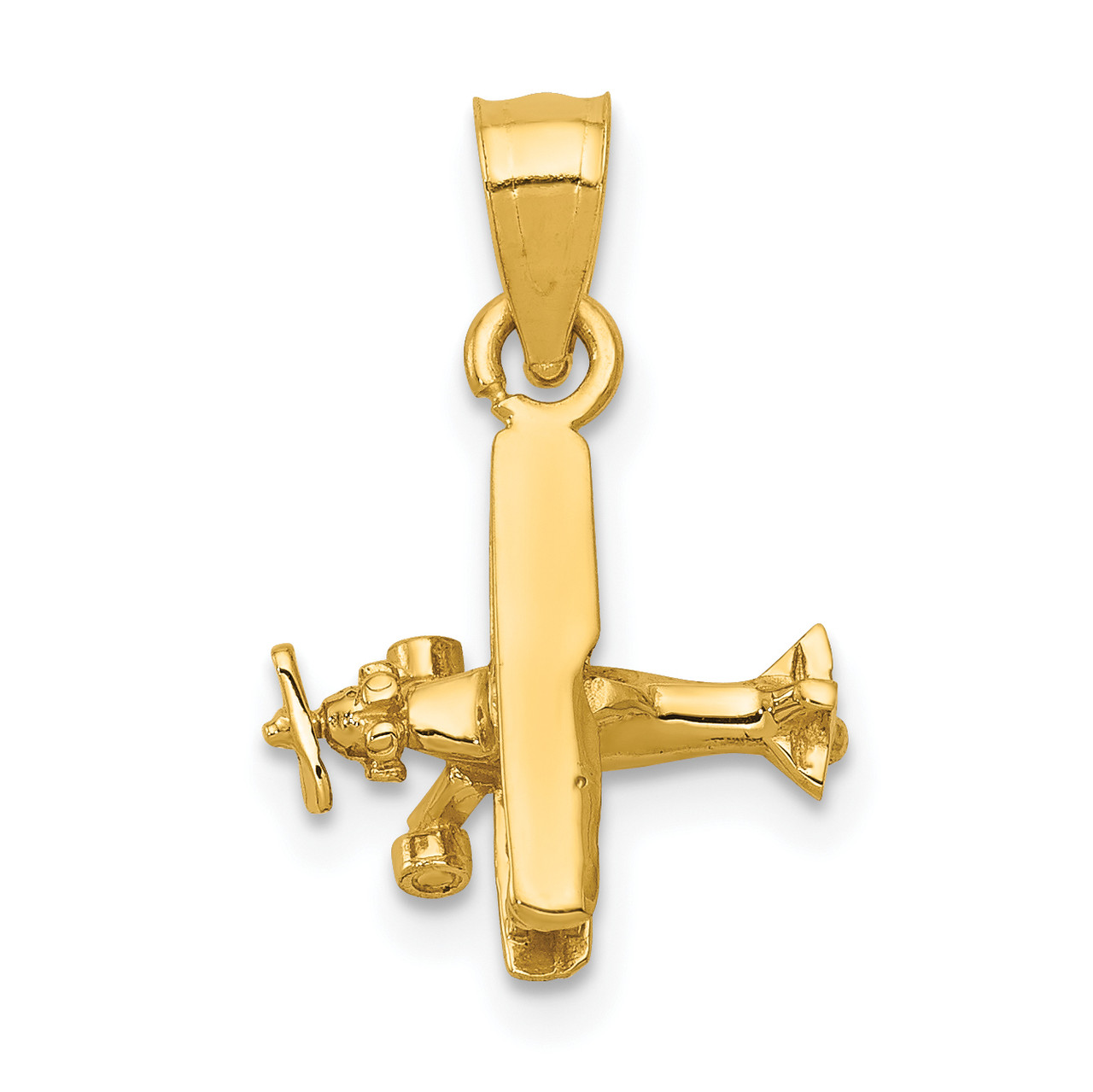 14KT Gold Gold 3-D Low-Wing Airplane Pendant - Reflections Fine Jewelry