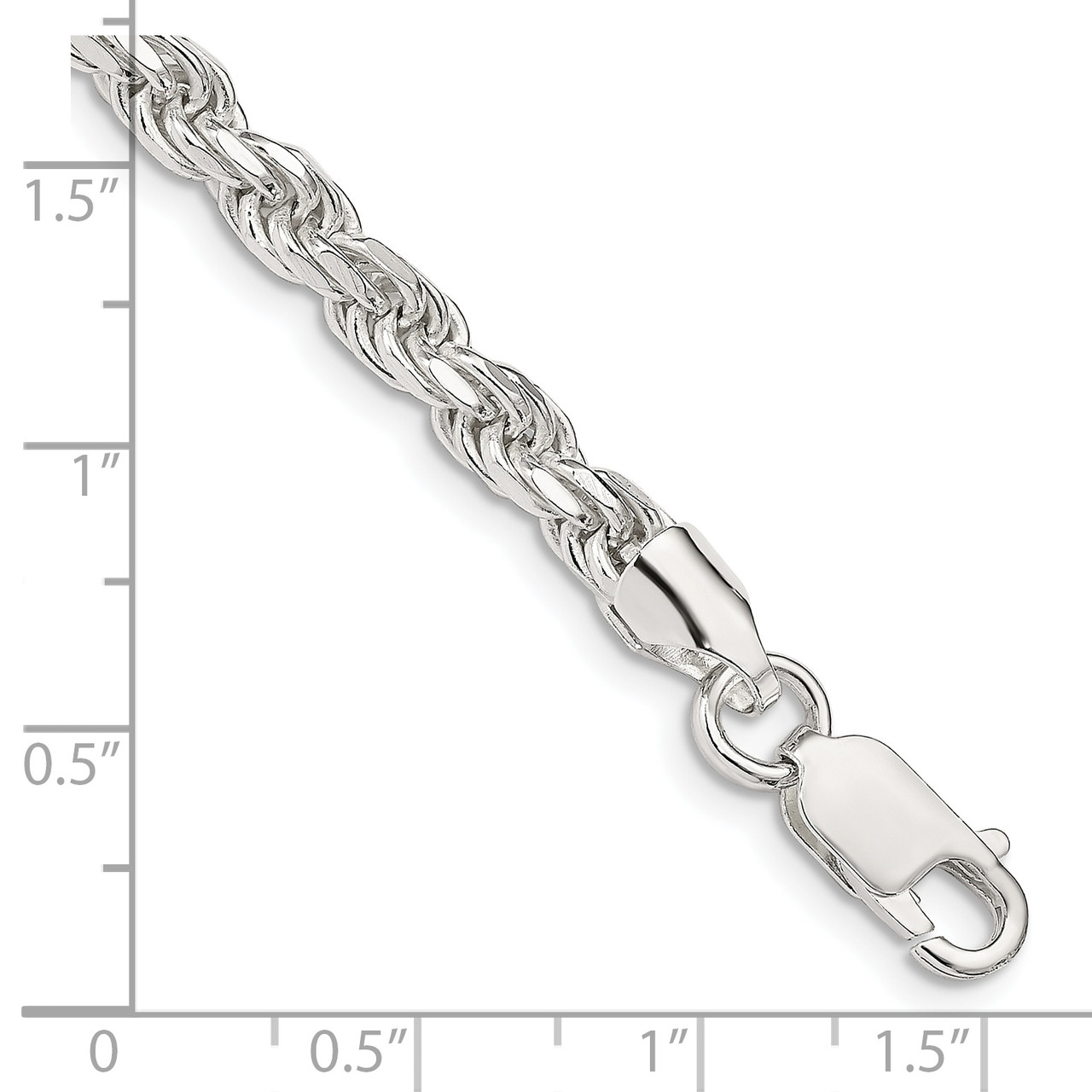 Sterling Silver 4.75mm Diamond-cut Rope Chain