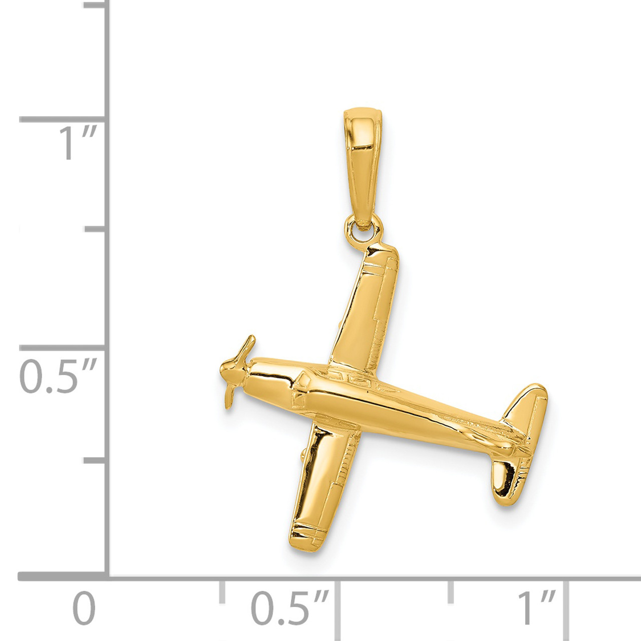 Yellow Gold 3D Airplane Pendant Necklace Gold M | Factory Direct Jewelry