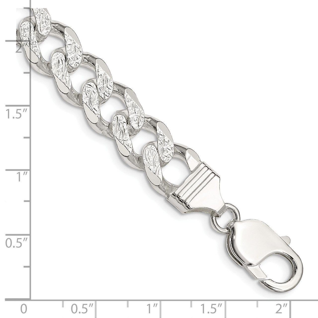 Sterling Silver 10.5mm Pavé Curb Chain - Reflections Fine Jewelry