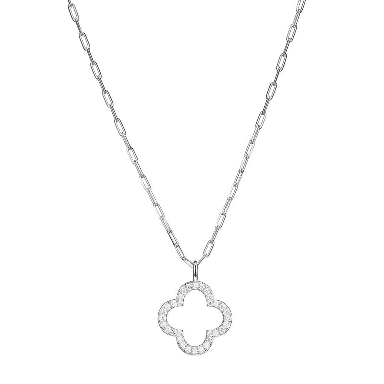 Sterling Silver Gold Plated CZ Clover Necklace