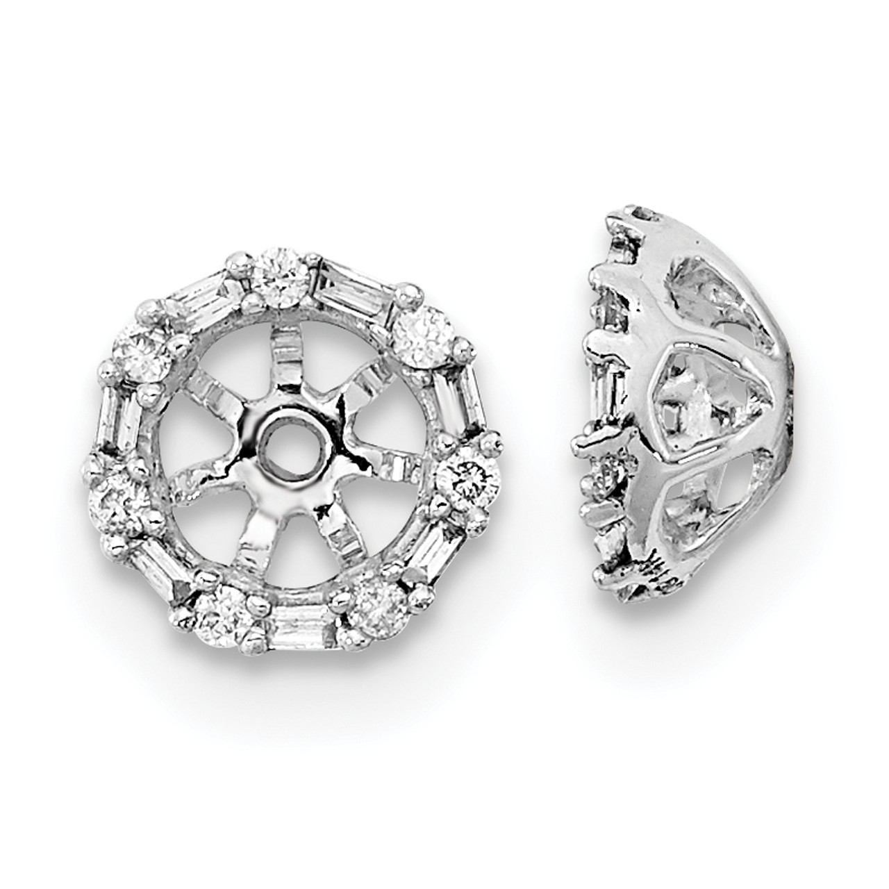1 1/2 Ctw Cutwork Round Cut Diamond Earrings Jacket in 14K W | Becker's  Jewelers | Burlington, IA