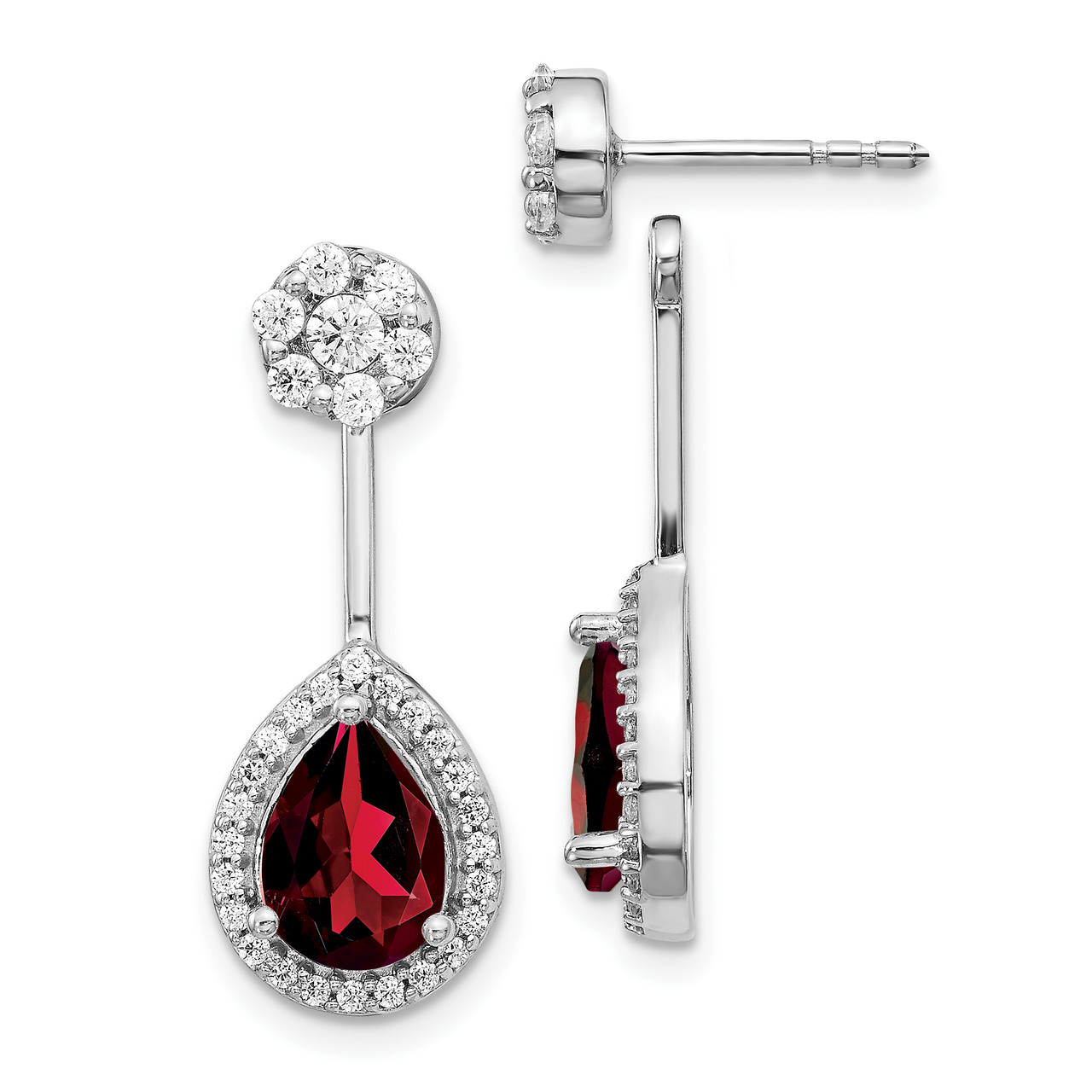 Buy TRIBE AMRAPALI Sterling Silver Ruby Trillion Drop Front Back Earrings |  Shoppers Stop