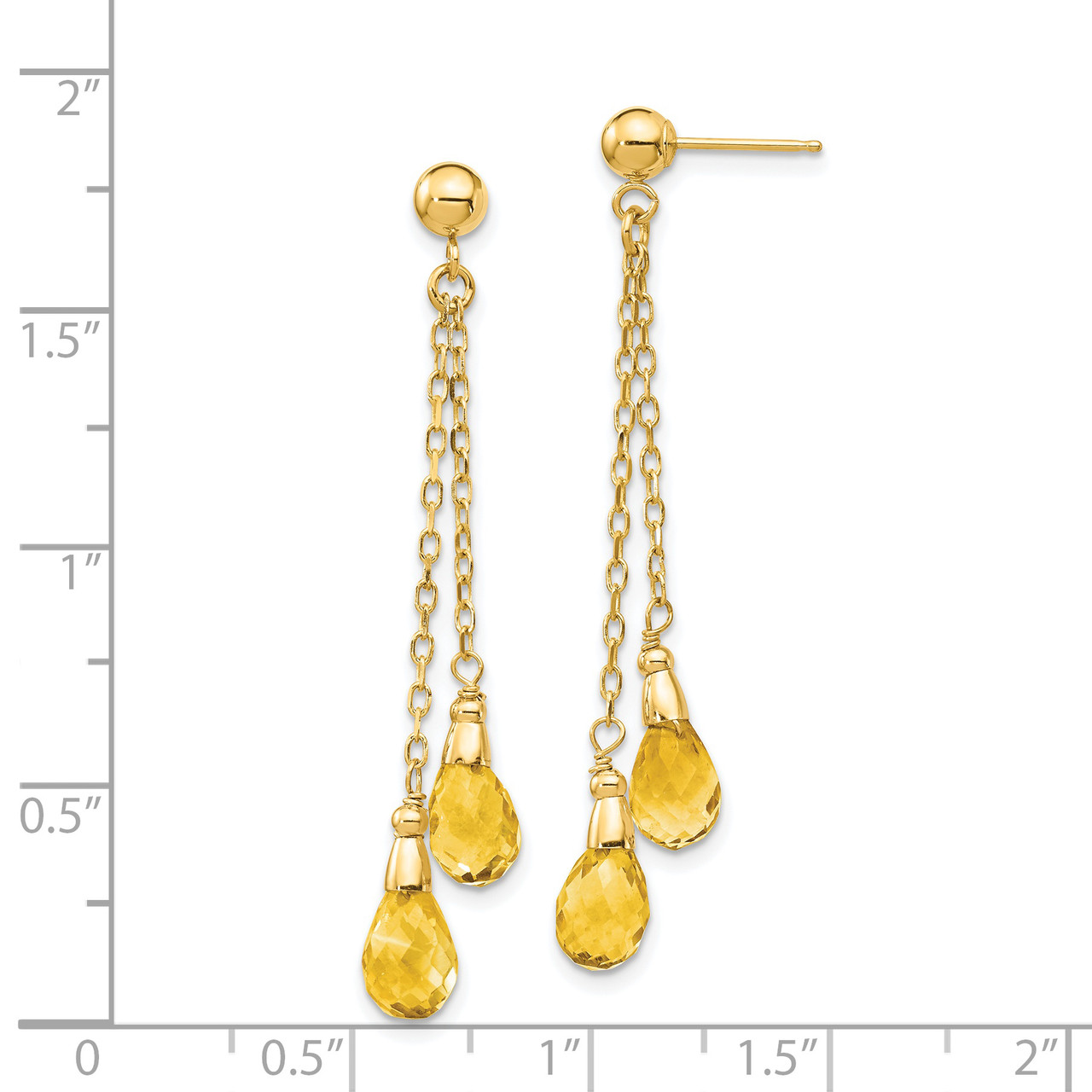 Citrine Dangle Earrings 14K Gold 1.44 Carat TW, Lever Back - Ruby Lane