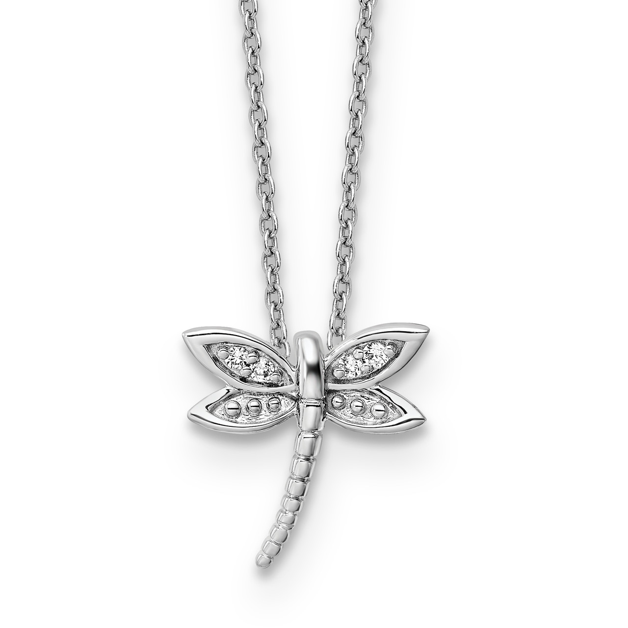 18ct White Gold 0.33ct Diamond Dragonfly Necklace - Christopher Diggle  Jewellers