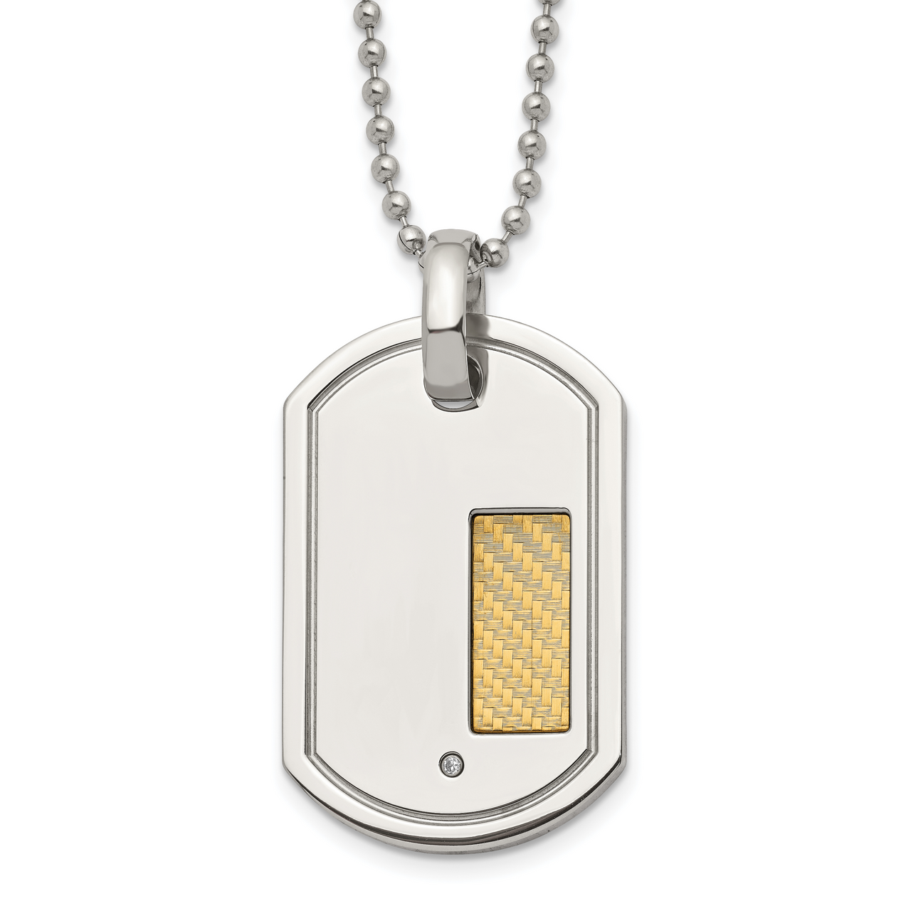 18K Gold Diamond Dog Tag Necklace