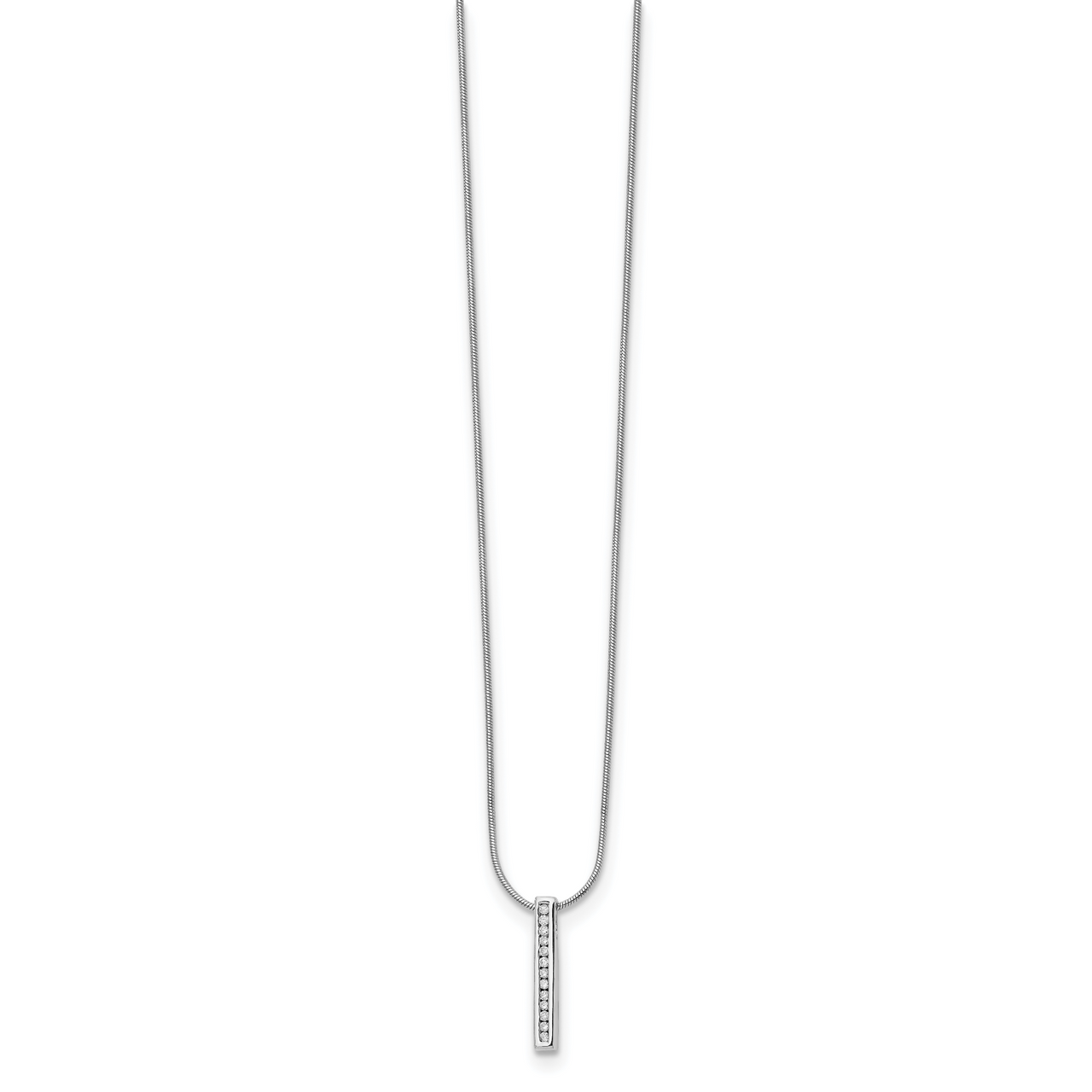 White Ice Sterling Silver Rhodium-plated 18 Inch Chanel-set Diamond  Vertical Bar Necklace with 2 Inch Extender