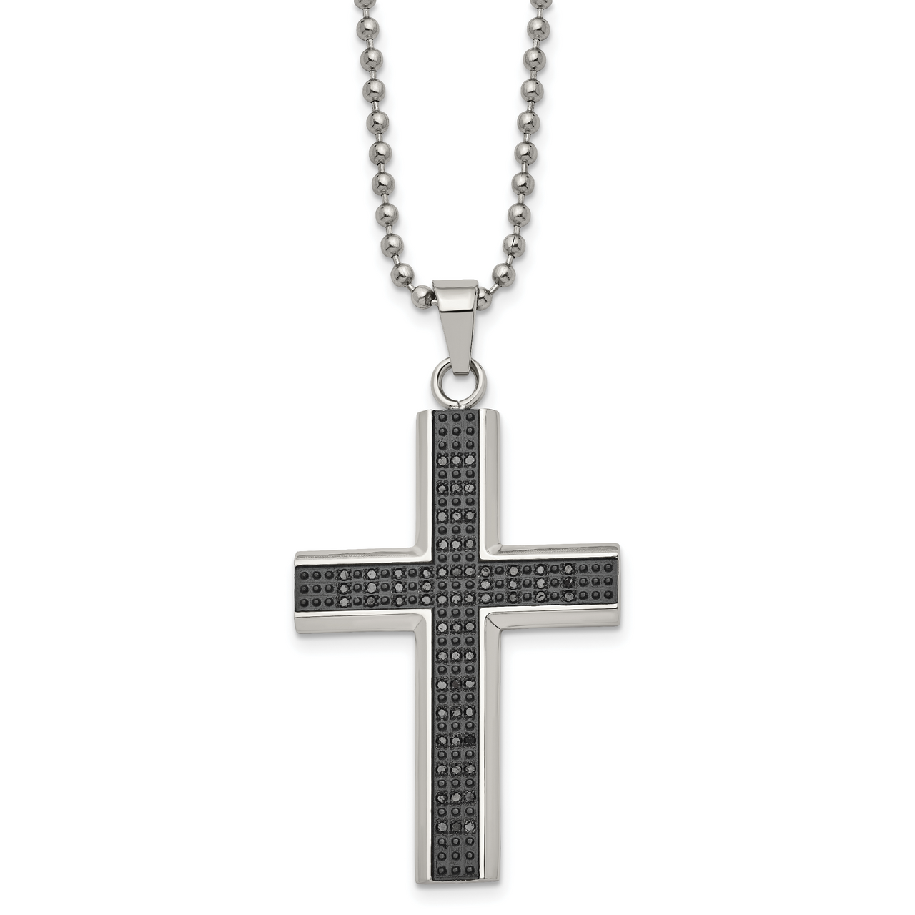 Double Layer Hollow Cross Pendant Necklace Men Stainless Steel Chain with  24Inch Religious Jewelry - AliExpress