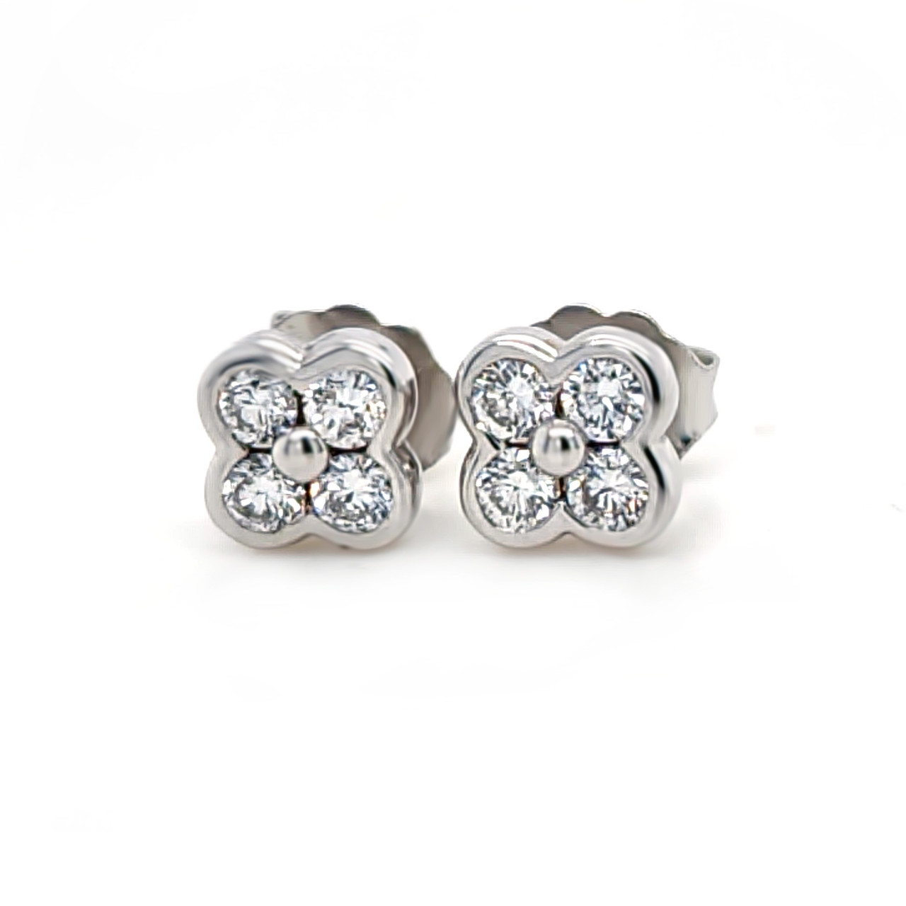 Diamonds Flower shape earrings | stud earrings 0.45 ct. round Sparklin -  Olivacom