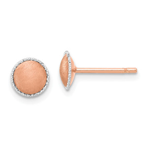 Leslie's 14KT Gold  Rose Gold with White Gold Accent Brushed Post Earrings LE2239W