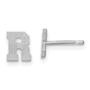 10KT Gold W Brushed Initial Letter R Post Earrings 10LE513