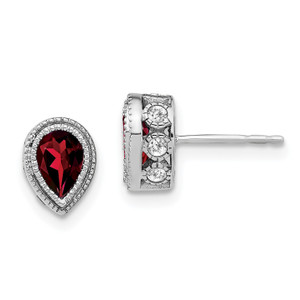 14KT Gold  White Gold Pear Garnet and Diamond Earrings EM7075-AM-001-WA