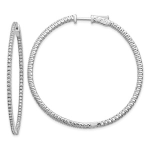 14KT Gold  White Gold 1 1/4 carat Lab Grown Diamond VS/SI+ G+ Round In and Out Safety Clasp Hoop Earrings