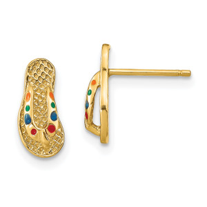 14KT Gold   3D W/ Multi-Color Enamel Flip-Flop Earrings TE914