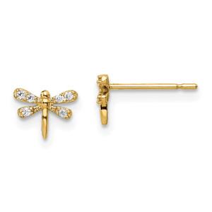 14KT Gold  Madi K CZ Dragonfly Post Earrings SE2908