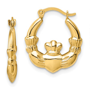 14KT Gold  Claddagh Hoop Earrings GK1047