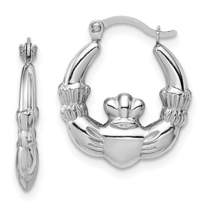 14KT Gold  White Gold Claddagh Hoop Earrings TF1549
