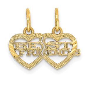 14KT  Double Heart BEST FRIENDS Break-apart Charm