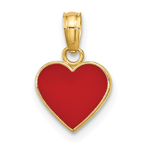 14KT  Polished Enameled Heart Pendant 14KT  Polished Enameled Heart Pendant