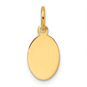 14KT  Plain .018 Gauge Engravable Oval Disc Charm 14KT  Plain .018 Gauge Engravable Oval Disc Charm