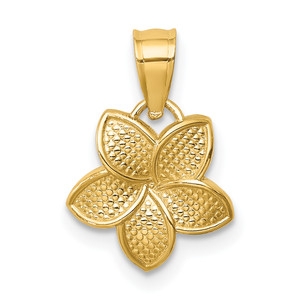 14KT  Polished Plumeria Pendant
