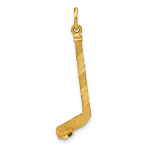 14KT  Satin D/C Hockey Stick Charm