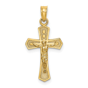 14KT  Crucifix W/ Beveled Edges Charm 14KT  Crucifix W/ Beveled Edges Charm
