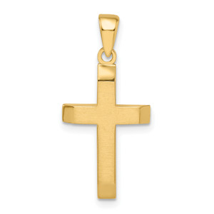 14KT  Satin/Polished Beveled Small Latin Cross Pendant