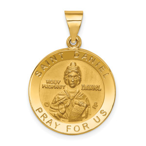 14KT  Polished/Satin St. Daniel Hollow Medal Pendant 14KT  Polished/Satin St. Daniel Hollow Medal Pendant