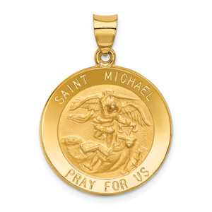 14KT  Saint Michael Medal Hollow Pendant