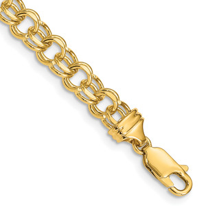 14KT 5.5mm Diamond-cut Solid Heavy Double Link 7 inch Charm Bracelet 14KT 5.5mm Diamond-cut Solid Heavy Double Link 7 inch Charm Bracelet